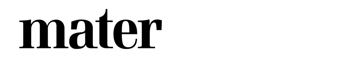 Mustavalkoinen Mater-br&auml;ndin logo
