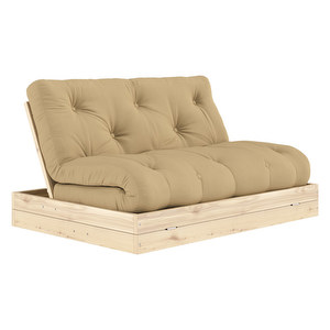 Flip-futonsohva, wheat beige / mänty, L 140 cm