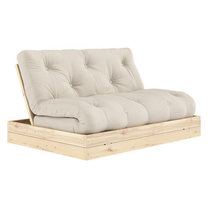 Flip-futonsohva, beige / mänty, L 140 cm