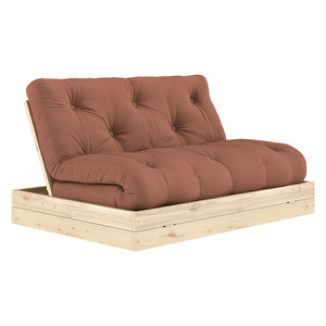 Flip-futonsohva, clay brown / mänty, L 140 cm