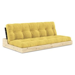 Base-futonsohva, Corduroy-kangas honey/musta, L 196 cm