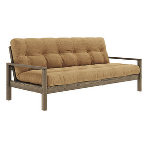 Knob Futon Sofa, Corduroy Fabric Fudge Brown / Carob Brown, W 205 cm Knob Futon Sofa, Corduroy Fabric Fudge Brown / Carob Brown, W 205 cm