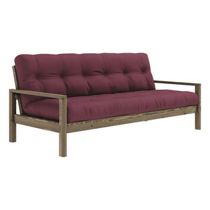 Knob Futon Sofa, Bordeaux / Carob Brown, W 205 cm Knob Futon Sofa, Bordeaux / Carob Brown, W 205 cm