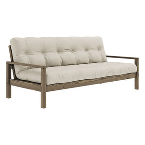 Knob Futon Sofa, Beige / Carob Brown, W 205 cm Knob Futon Sofa, Beige / Carob Brown, W 205 cm