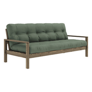 Knob Futon Sofa, Olive Green / Carob Brown, W 205 cm Knob Futon Sofa, Olive Green / Carob Brown, W 205 cm