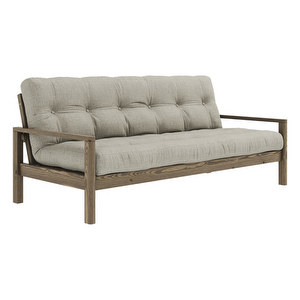 Knob Futon Sofa, Linen / Carob Brown, W 205 cm Knob Futon Sofa, Linen / Carob Brown, W 205 cm