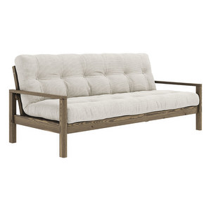 Knob Futon Sofa, Corduroy Fabric Ivory / Carob Brown, W 205 cm Knob Futon Sofa, Corduroy Fabric Ivory / Carob Brown, W 205 cm