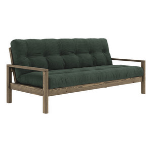 Knob Futon Sofa, Corduroy Fabric Seaweed / Carob Brown, W 205 cm Knob Futon Sofa, Corduroy Fabric Seaweed / Carob Brown, W 205 cm