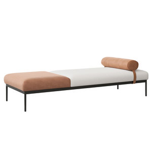 Bon-daybed, Master-nahka ruskea / Orsetto-kangas valkoinen