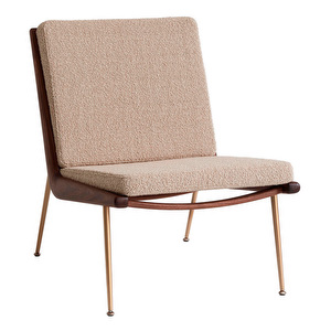 Boomerang HM1 -nojatuoli, beige / pähkinä / messinki