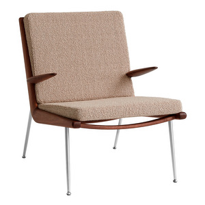 Boomerang HM2 -nojatuoli, beige / pähkinä / ruostumaton teräs Boomerang HM2 -nojatuoli, beige / pähkinä / ruostumaton teräs