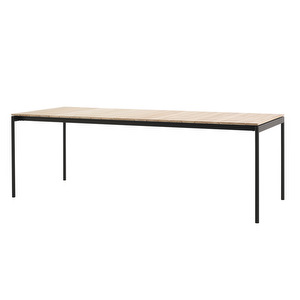 Ville AV26 -ruokapöytä, warm black / tiikki, 220 x 90 cm
