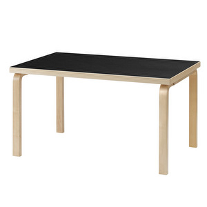 Pöytä 82B, koivu/musta, 85 x 135 cm
