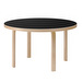 Pöytä 91, koivu/musta linoleum, ø 125 cm