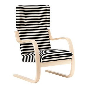 Armchair 401, Birch / Polo Fabric Black and White