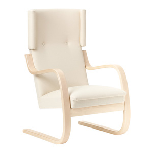 Armchair 401, Birch / Savak Fabric Off-White