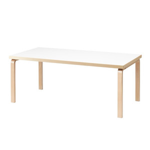 Pöytä 83, koivu/valkoinen laminaatti, 91 x 182 cm Pöytä 83, koivu/valkoinen laminaatti, 91 x 182 cm