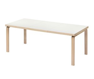 Pöytä 97, koivu/valkoinen laminaatti, 85 x 135-190 cm Pöytä 97, koivu/valkoinen laminaatti, 85 x 135-190 cm