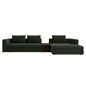 Bergamo Sofa, Bologna Fabric 3256 Dark Green / Dark Oak, W 334 cm Bergamo Sofa, Bologna Fabric 3256 Dark Green / Dark Oak, W 334 cm