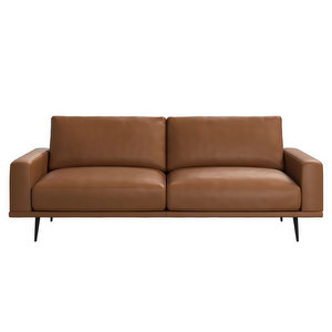Carlton Leather Sofa, Nordic Grain Leather 5134 Caramel, W 205 cm