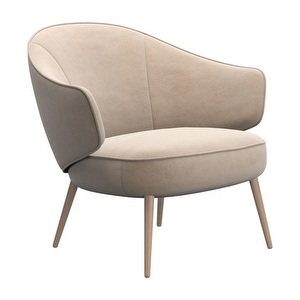 Charlotte Armchair, Velvet Fabric 3033 Sand / Oak
