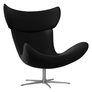 Imola-nojatuoli, Nordic Grain -nahka 5130 musta / teräs, pyörivä jalusta