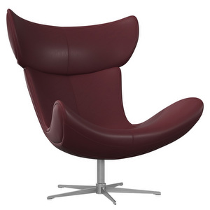 Imola Armchair, Nordic Vintage Leather 5154 Burgundy / Steel, Swivel base
