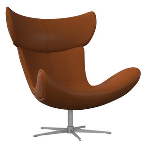 Imola Armchair, Nordic Grain Leather 5150 Caramel / Steel, Swivel base