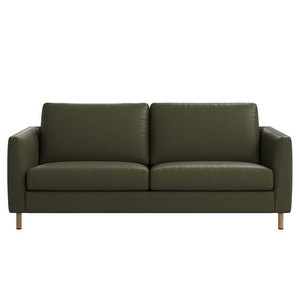 Indivi Leather Sofa, Nordic Grain Leather 5133 Olive Green, W 198 cm