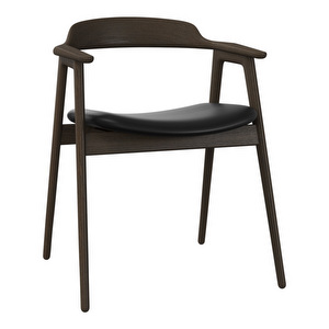 Seoul Chair, Nordic Grain Leather 5130 Black / Dark Oak