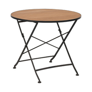 Brewer-taittopöytä, tiikki / musta teräs, ⌀ 85 cm