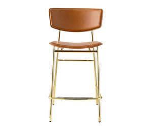 Fifties-baarituoli, konjakinruskea nahka/messinki, K 95 cm Fifties-baarituoli, konjakinruskea nahka/messinki, K 95 cm