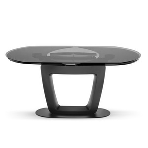 Orbital -jatkettava ruokapöytä, savunharmaa lasi/musta, 105 x 165/270 cm Orbital -jatkettava ruokapöytä, savunharmaa lasi/musta, 105 x 165/270 cm