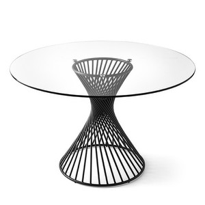 Vortex-ruokapöytä, kirkas lasi/mattamusta, ø 120 cm