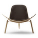 CH07 Armchair, White Oiled Oak / Black Leather