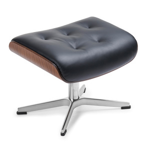 Timeout Footstool, Fantasy Leather Black / Walnut, Quilted Timeout Footstool, Fantasy Leather Black / Walnut, Quilted