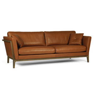 Dexter-sohva, Sauvage-nahka 665 konjakinruskea, L 220 cm