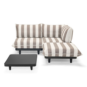 Paletti-ulkosohvasetti pöydällä, stripe cacao / anthracite, medium / oikea Paletti-ulkosohvasetti pöydällä, stripe cacao / anthracite, medium / oikea