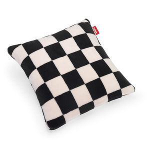 Square Pillow Teddy -tyyny, Chess black ecru, 50 x 50 cm