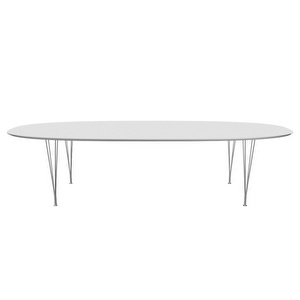 Superellipsi B617 -ruokapöytä , valkoinen/kromi, 130 x 300 cm Superellipsi B617 -ruokapöytä , valkoinen/kromi, 130 x 300 cm