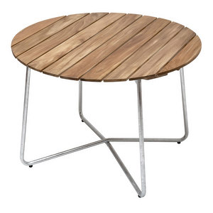 Pöytä 9A, tiikki/teräs, ø 100 cm Pöytä 9A, tiikki/teräs, ø 100 cm