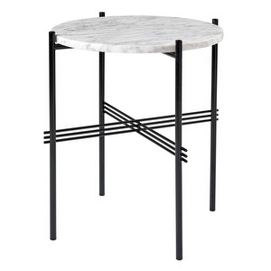 TS-sivupöytä, valkoinen marmori / musta, ⌀ 40 cm