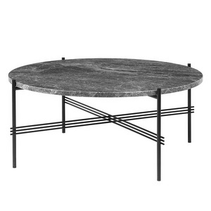 TS-sohvapöytä, harmaa marmori / musta, ⌀ 80 cm