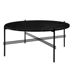 TS-sohvapöytä, musta marmori / musta, ⌀ 80 cm