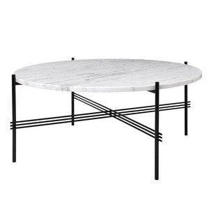 TS-sohvapöytä, valkoinen marmori / musta, ⌀ 80 cm TS-sohvapöytä, valkoinen marmori / musta, ⌀ 80 cm