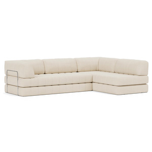 CozyPad-vuodesohva, Corduroy-kangas 594 ivory, 312 x 208 cm / käsinojilla