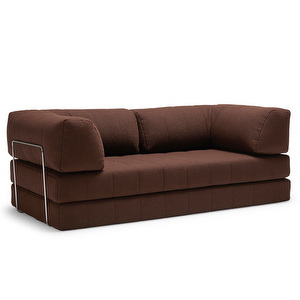 CozyPad-vuodesohva, Taura-kangas 359 cappuccino, L 208 cm / käsinojilla