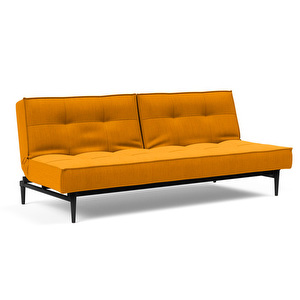 Splitback Styletto -vuodesohva, Elegance-kangas 507 keltainen / musta tammi, L 210 cm