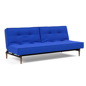Splitback Styletto -vuodesohva, Elegance-kangas 512 ultramariini / tumma tammi, L 210 cm