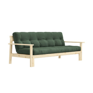 Unwind Futon Sofa, Olive Green / Pine, W 218 cm Unwind Futon Sofa, Olive Green / Pine, W 218 cm